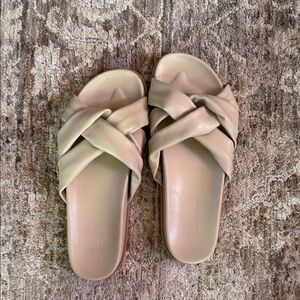 Silent D Anthro Beige Braided Slide Sandals